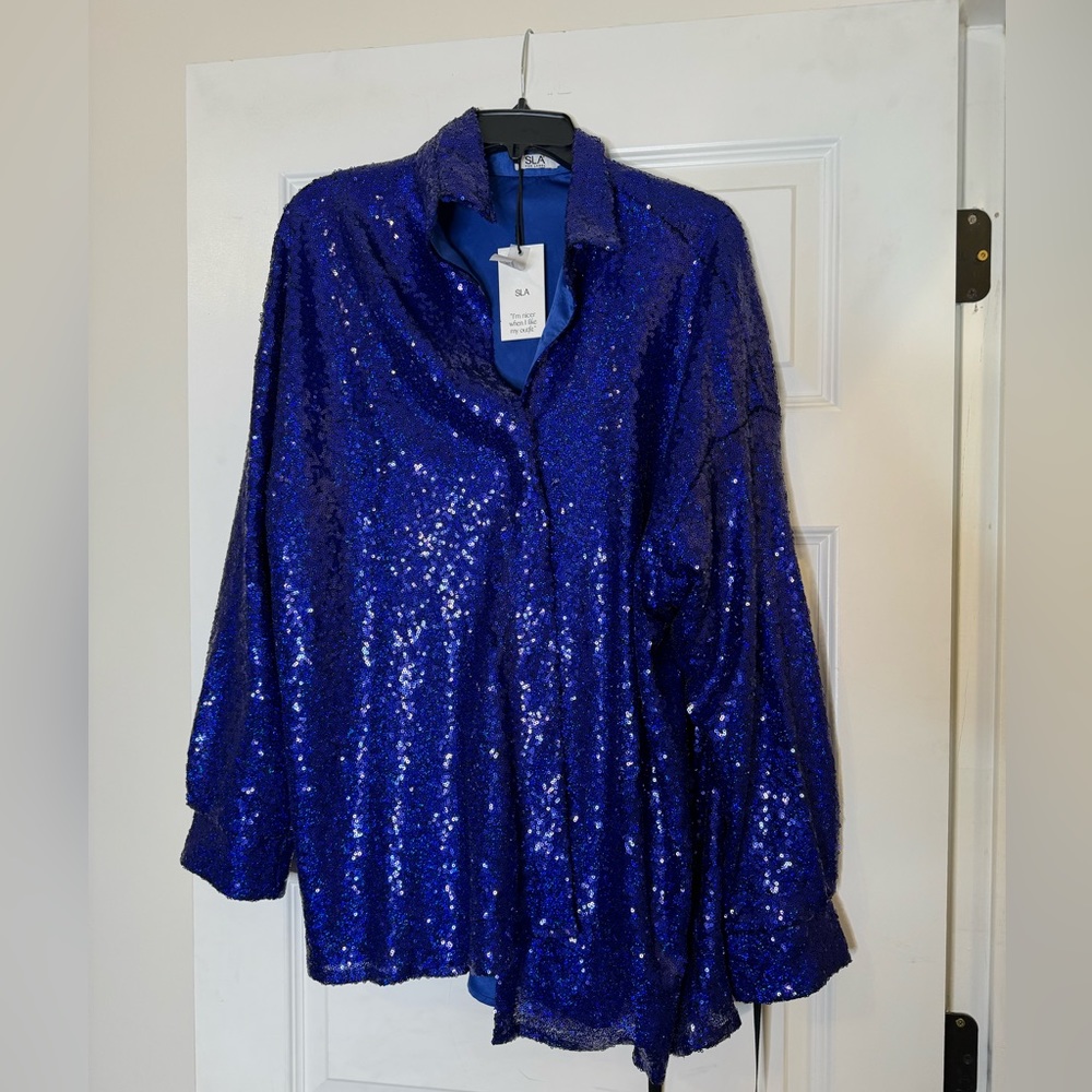 SLA THE LABEL - Ibiza sparkle shirt dress - size M